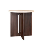 Minimalist Round Brown Wood End Table for Living Room