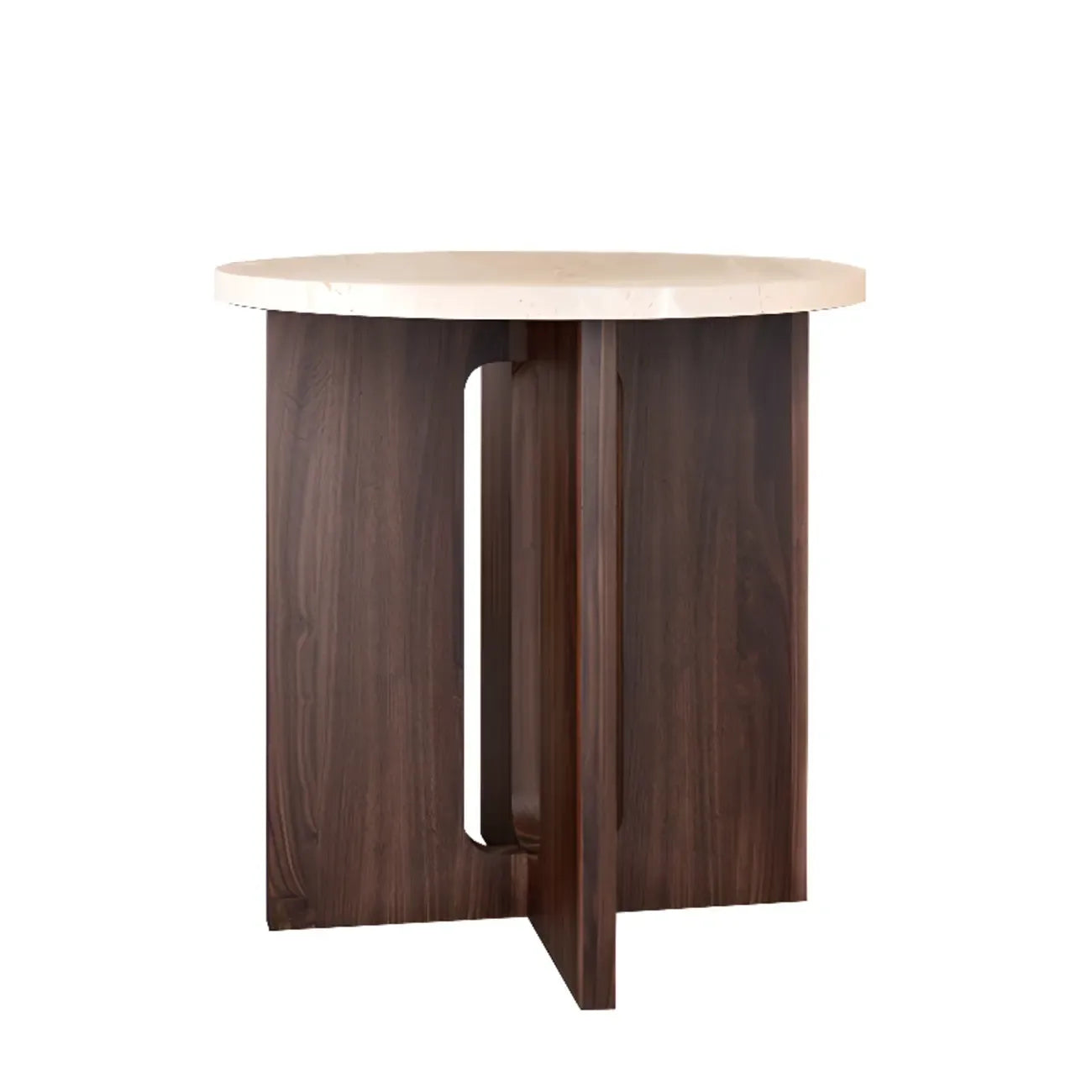 Minimalist Round Brown Wood End Table for Living Room
