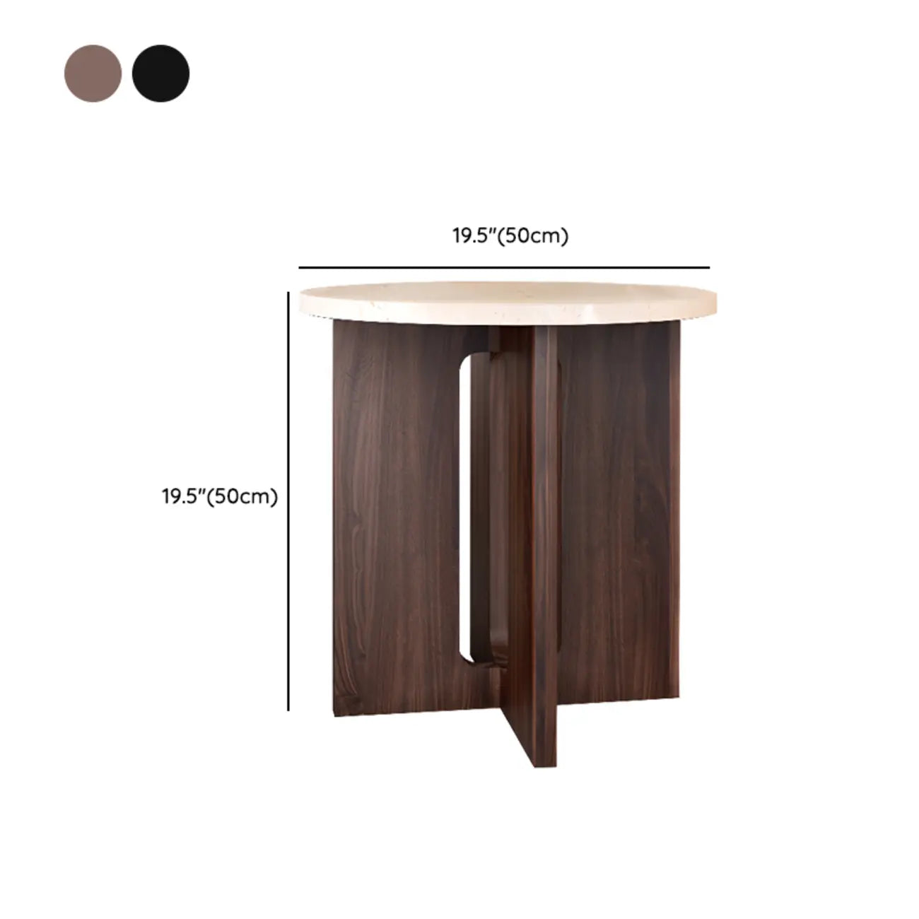 Minimalist Round Brown Wood End Table for Living Room