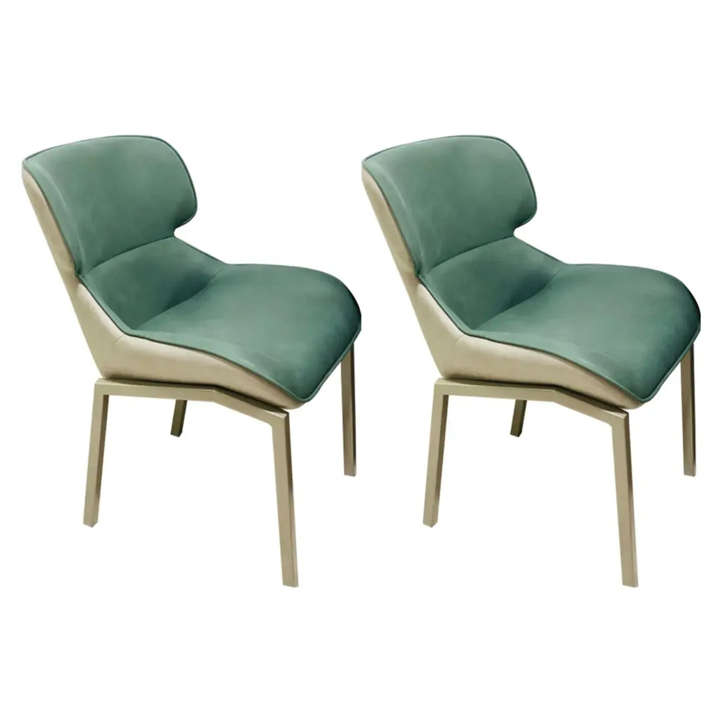 Camel Faux Leather Upholstered Dining Chair with Metal Legs