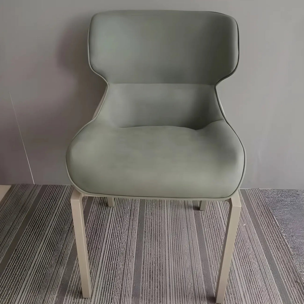 Camel Faux Leather Upholstered Dining Chair with Metal Legs