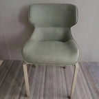 Camel Faux Leather Upholstered Dining Chair with Metal Legs