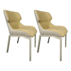 Camel Faux Leather Upholstered Dining Chair with Metal Legs