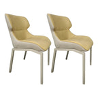 Camel Faux Leather Upholstered Dining Chair with Metal Legs