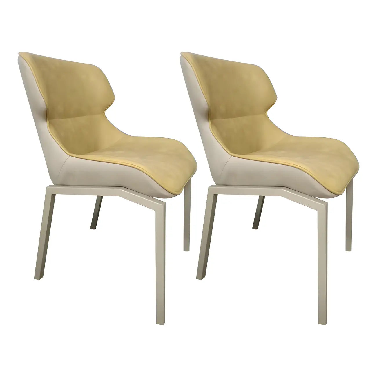 Camel Faux Leather Upholstered Dining Chair with Metal Legs
