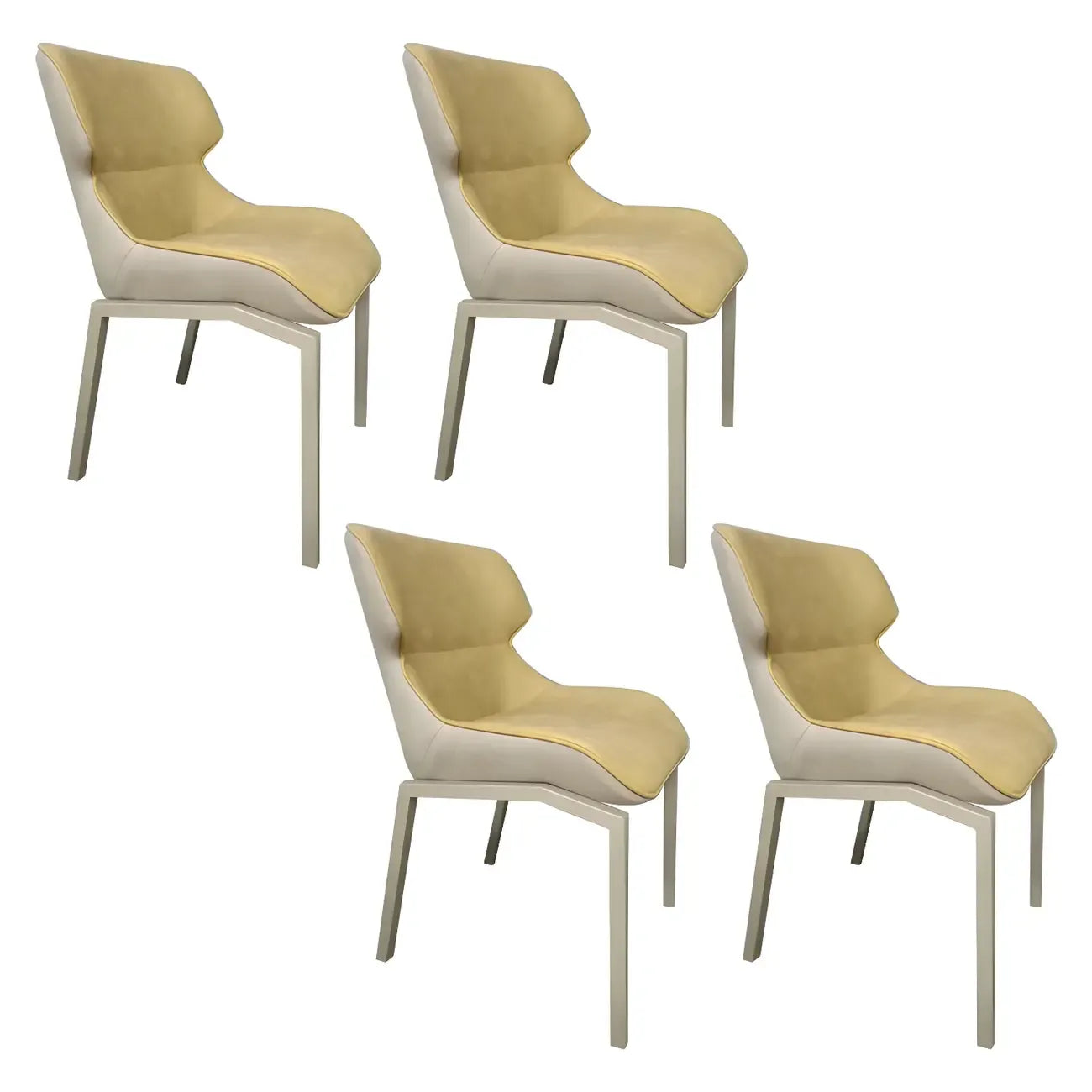 Camel Faux Leather Upholstered Dining Chair with Metal Legs