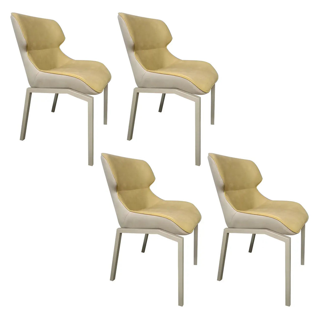 Camel Faux Leather Upholstered Dining Chair with Metal Legs