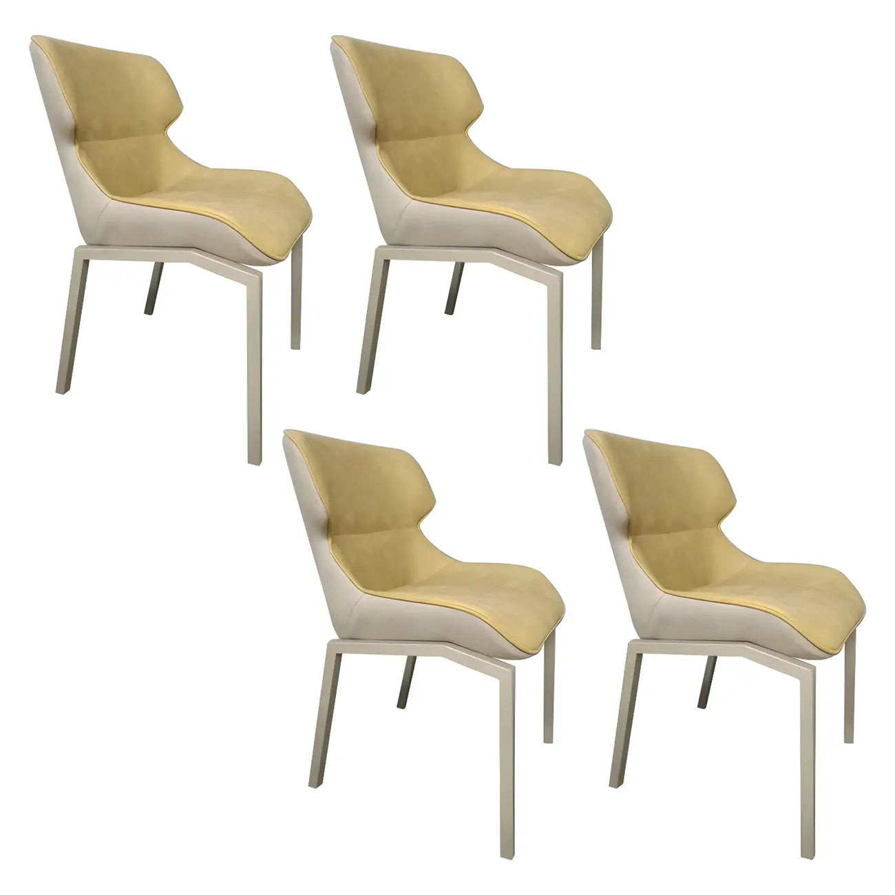 Camel Faux Leather Upholstered Dining Chair with Metal Legs