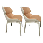 Camel Faux Leather Upholstered Dining Chair with Metal Legs