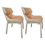 Camel Faux Leather Upholstered Dining Chair with Metal Legs
