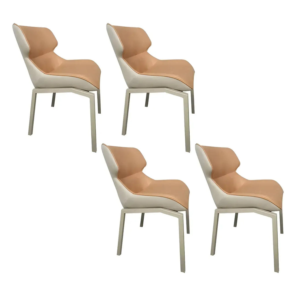 Camel Faux Leather Upholstered Dining Chair with Metal Legs