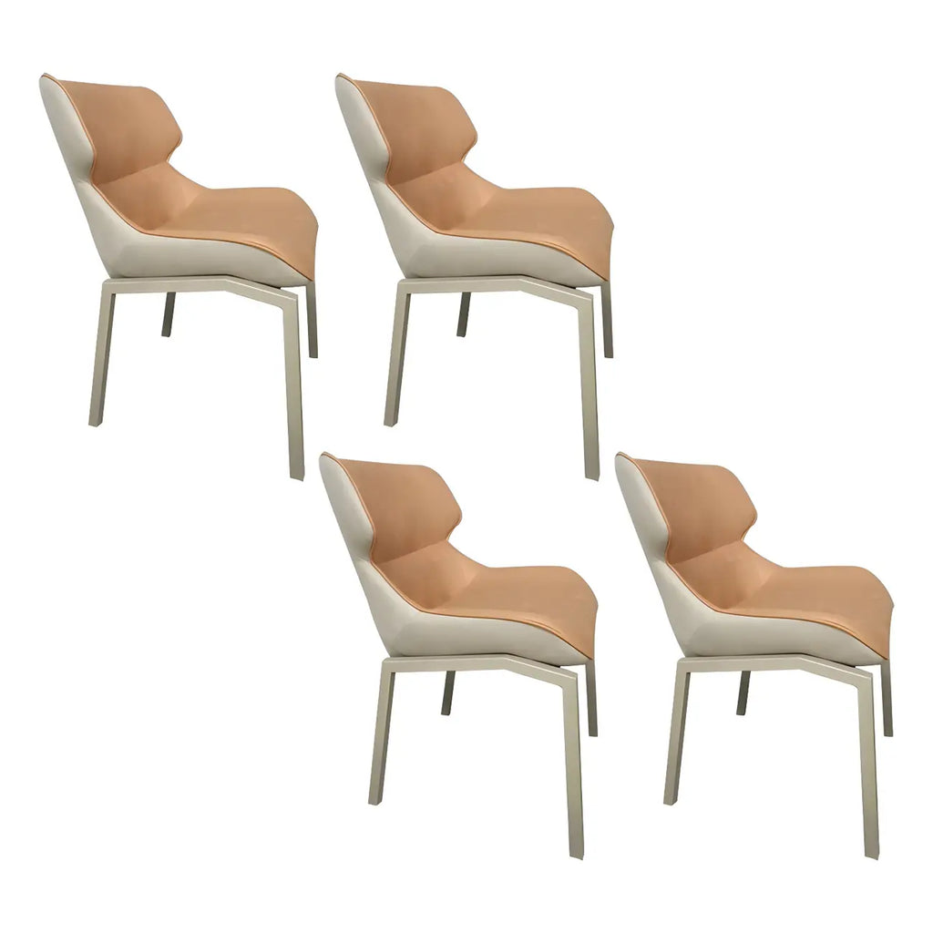 Camel Faux Leather Upholstered Dining Chair with Metal Legs