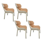 Camel Faux Leather Upholstered Dining Chair with Metal Legs