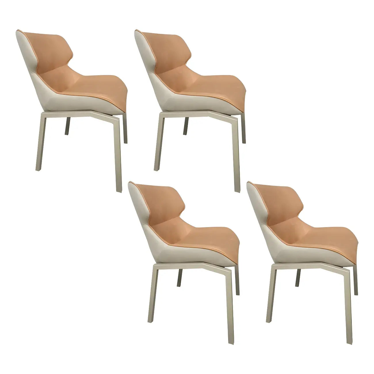 Camel Faux Leather Upholstered Dining Chair with Metal Legs