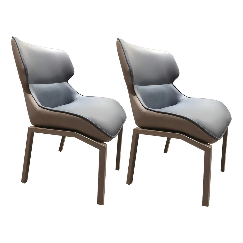 Camel Faux Leather Upholstered Dining Chair with Metal Legs