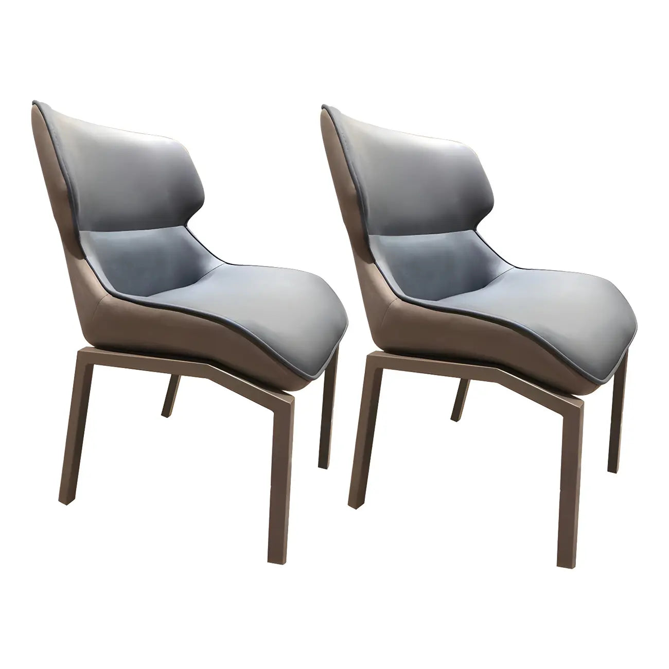 Camel Faux Leather Upholstered Dining Chair with Metal Legs