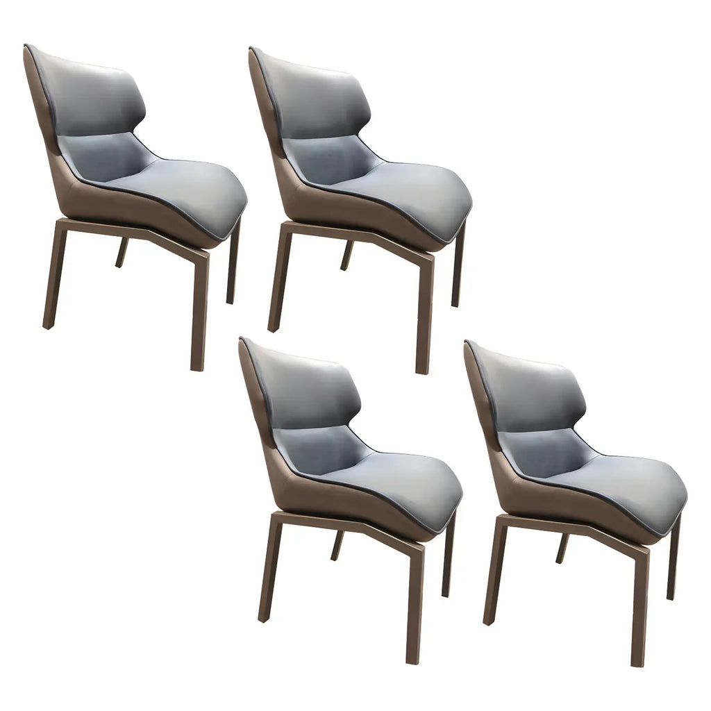 Camel Faux Leather Upholstered Dining Chair with Metal Legs