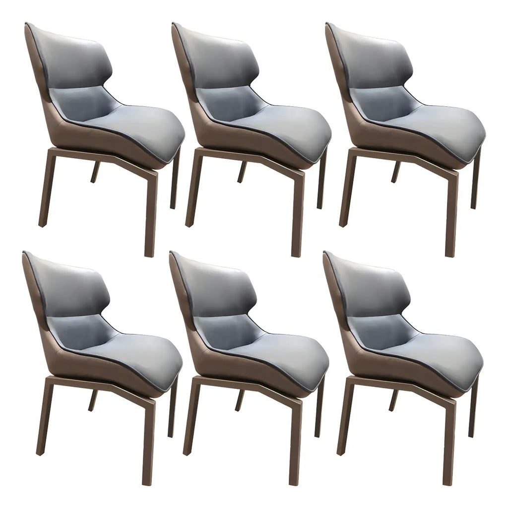 Camel Faux Leather Upholstered Dining Chair with Metal Legs