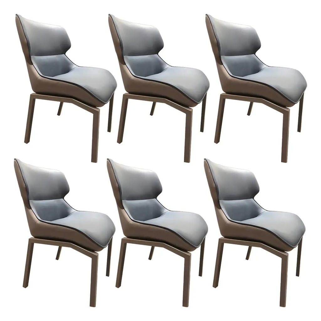 Camel Faux Leather Upholstered Dining Chair with Metal Legs