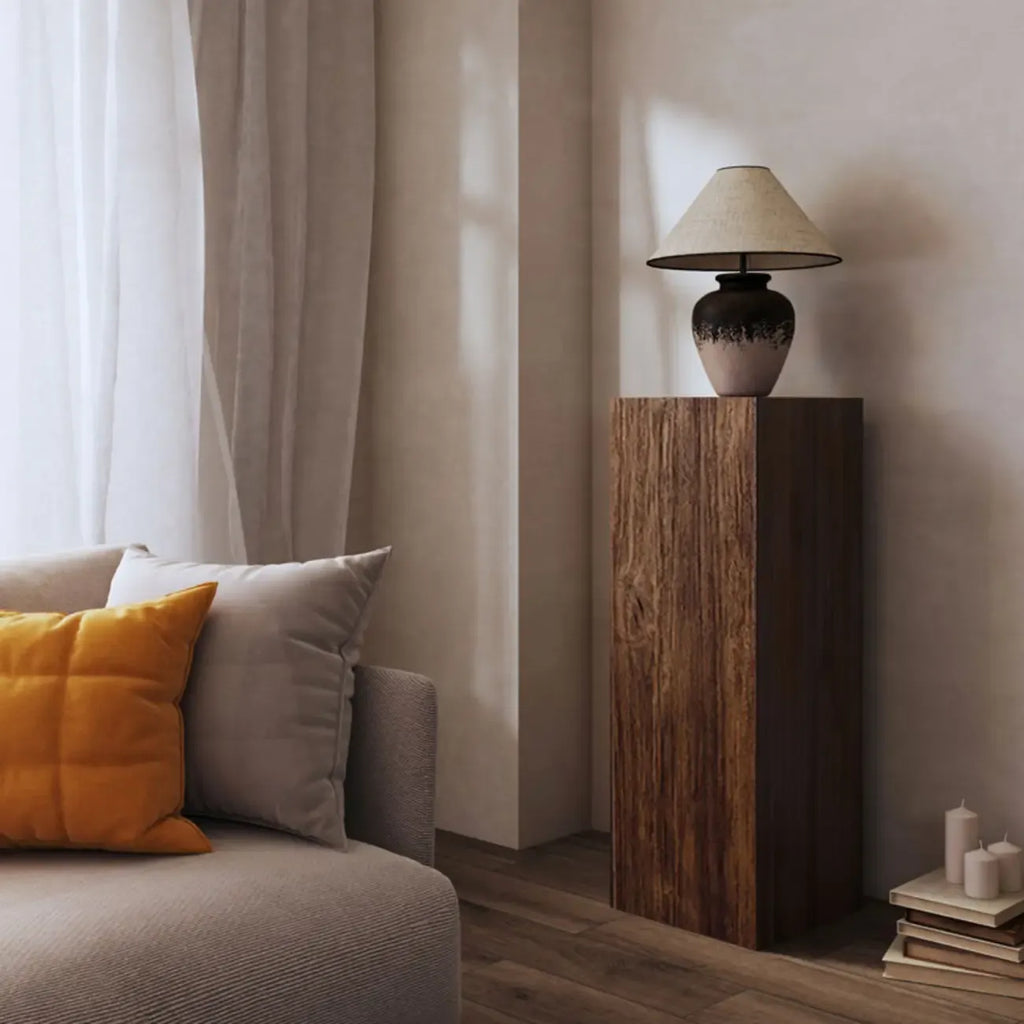 Modern Square Brown Wood Side Table for Living Room