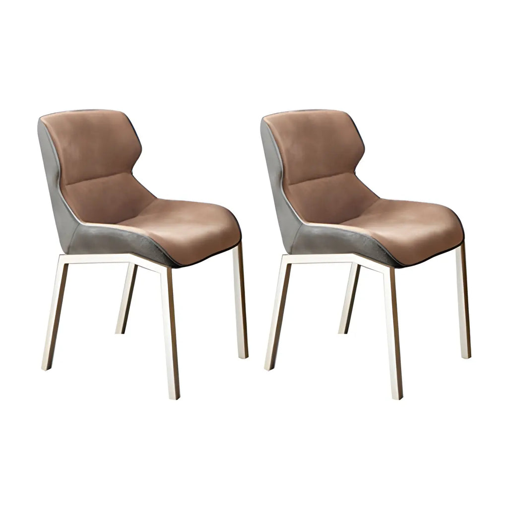 Camel Faux Leather Upholstered Dining Chair with Metal Legs