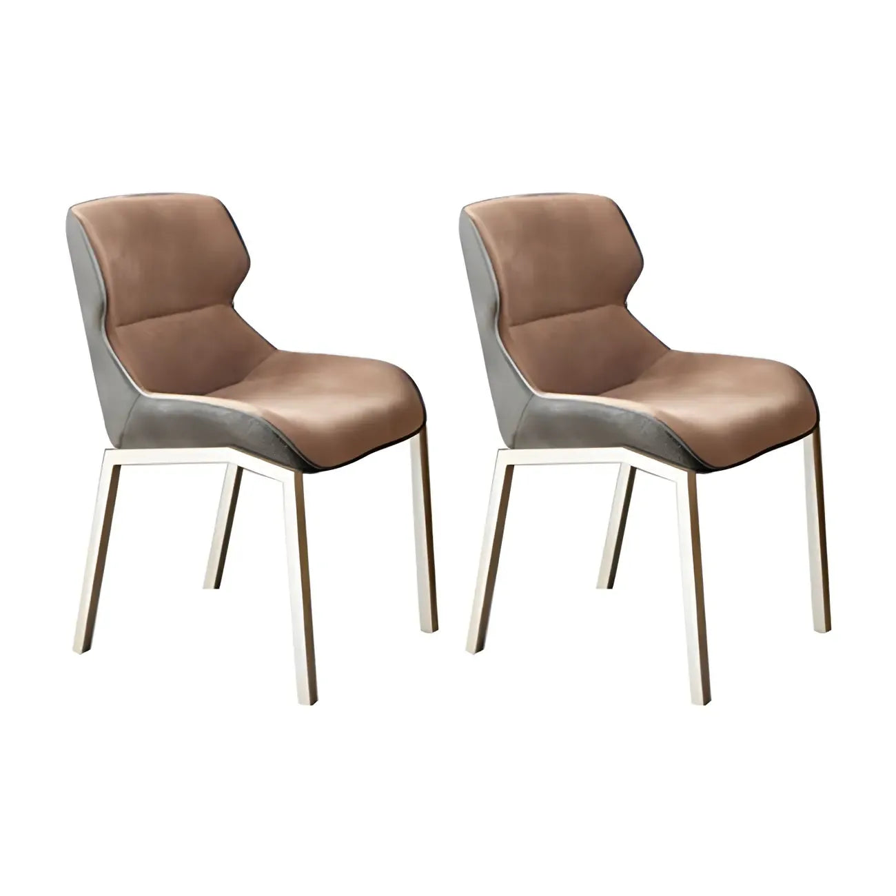 Camel Faux Leather Upholstered Dining Chair with Metal Legs