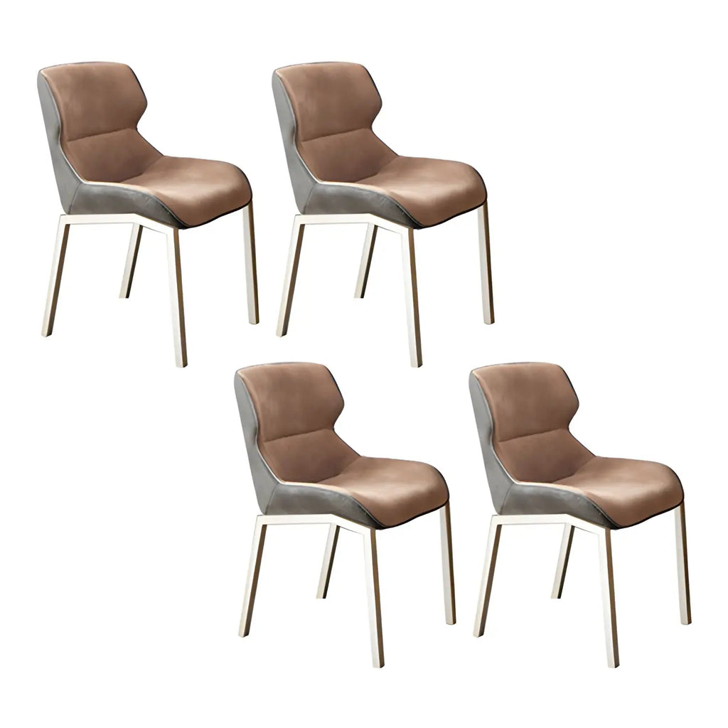 Camel Faux Leather Upholstered Dining Chair with Metal Legs