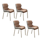 Camel Faux Leather Upholstered Dining Chair with Metal Legs