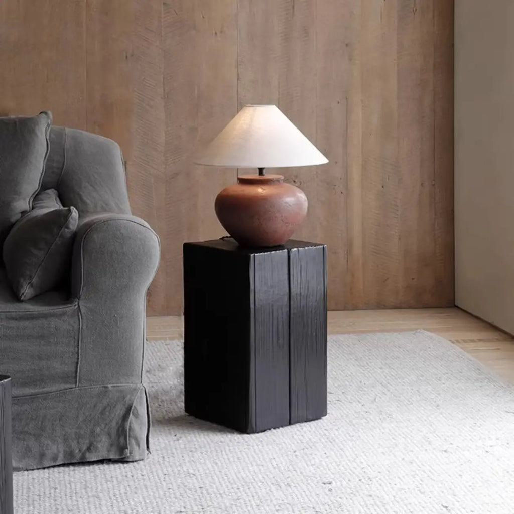 Modern Square Brown Wood Side Table for Living Room