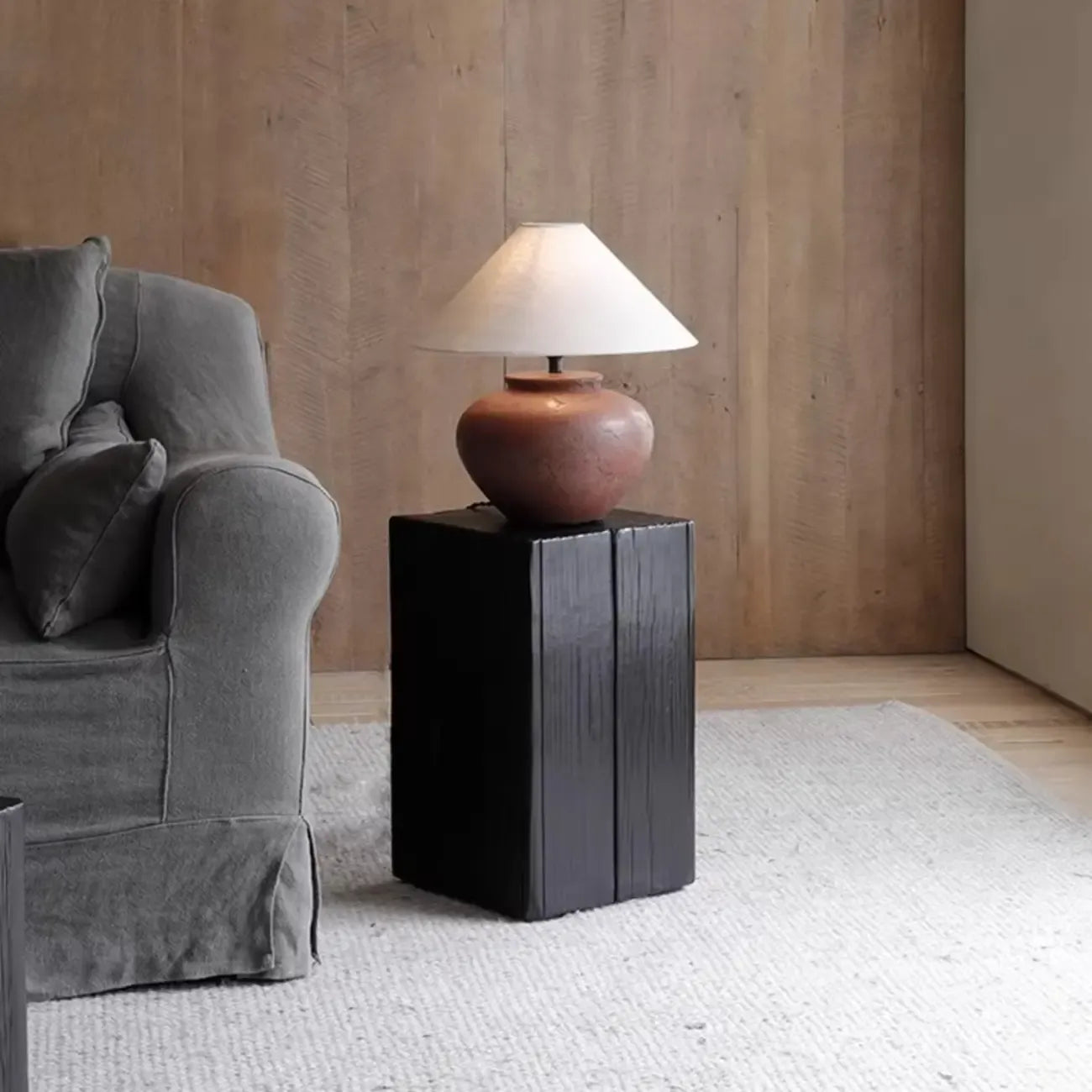 Modern Square Brown Wood Side Table for Living Room