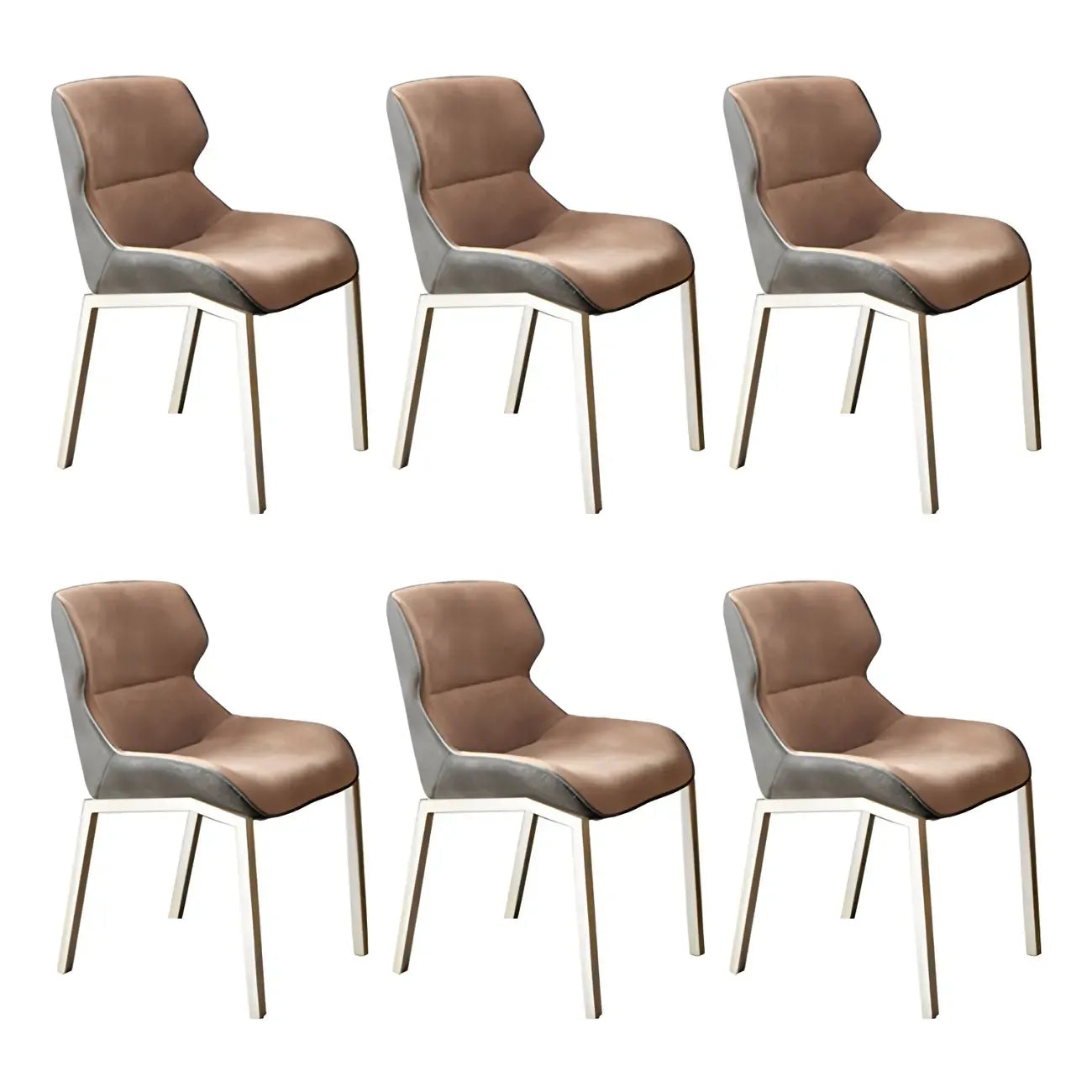 Camel Faux Leather Upholstered Dining Chair with Metal Legs