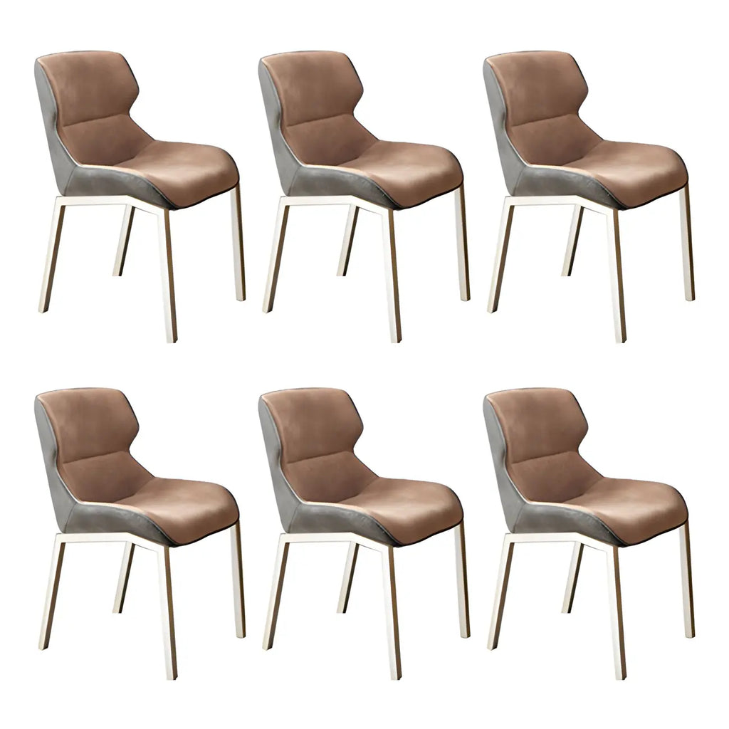 Camel Faux Leather Upholstered Dining Chair with Metal Legs