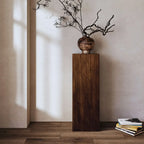 Modern Square Brown Wood Side Table for Living Room