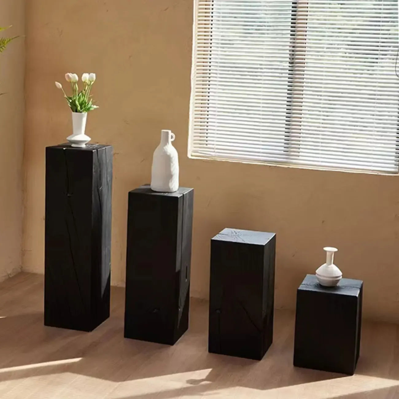 Modern Square Brown Wood Side Table for Living Room