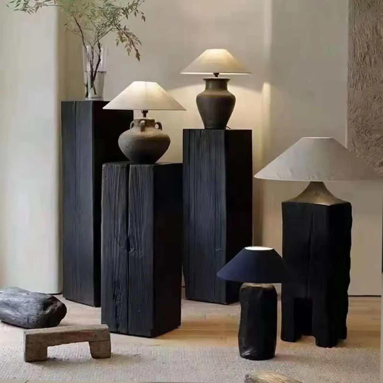 Modern Square Brown Wood Side Table for Living Room