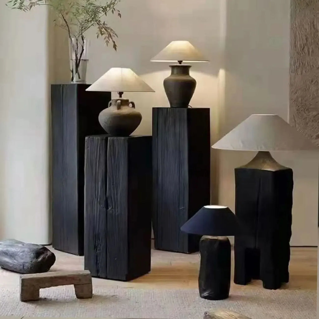 Modern Square Brown Wood Side Table for Living Room