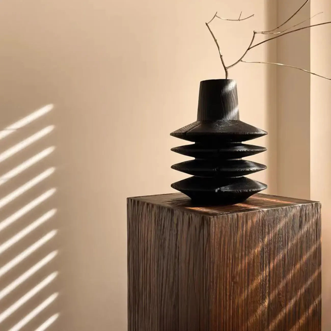 Modern Square Brown Wood Side Table for Living Room