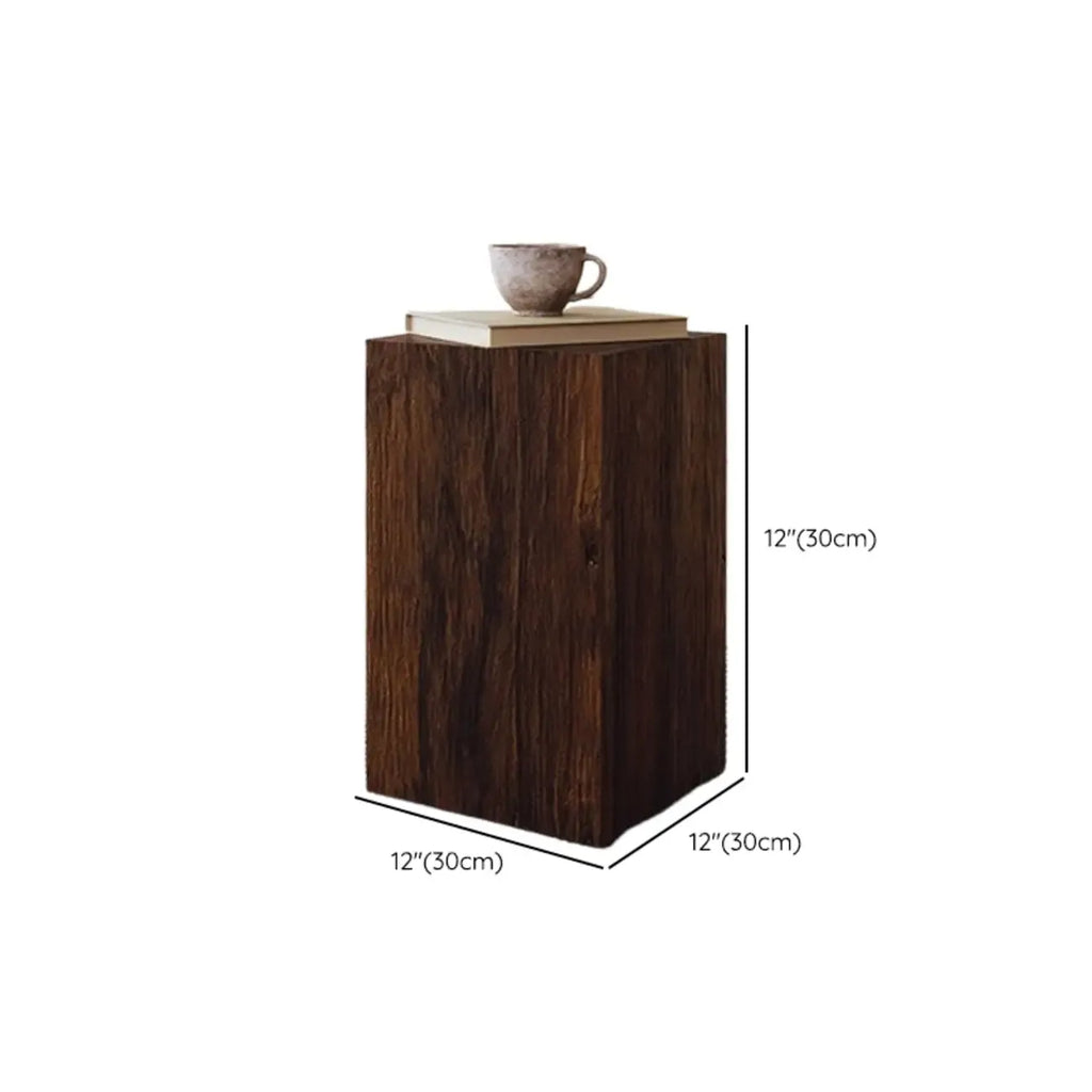 Modern Square Brown Wood Side Table for Living Room