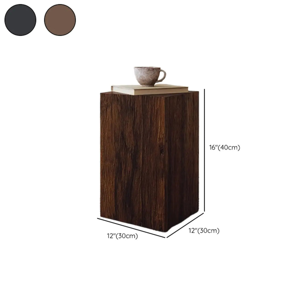 Modern Square Brown Wood Side Table for Living Room