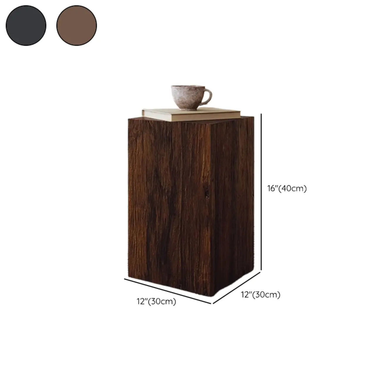 Modern Square Brown Wood Side Table for Living Room