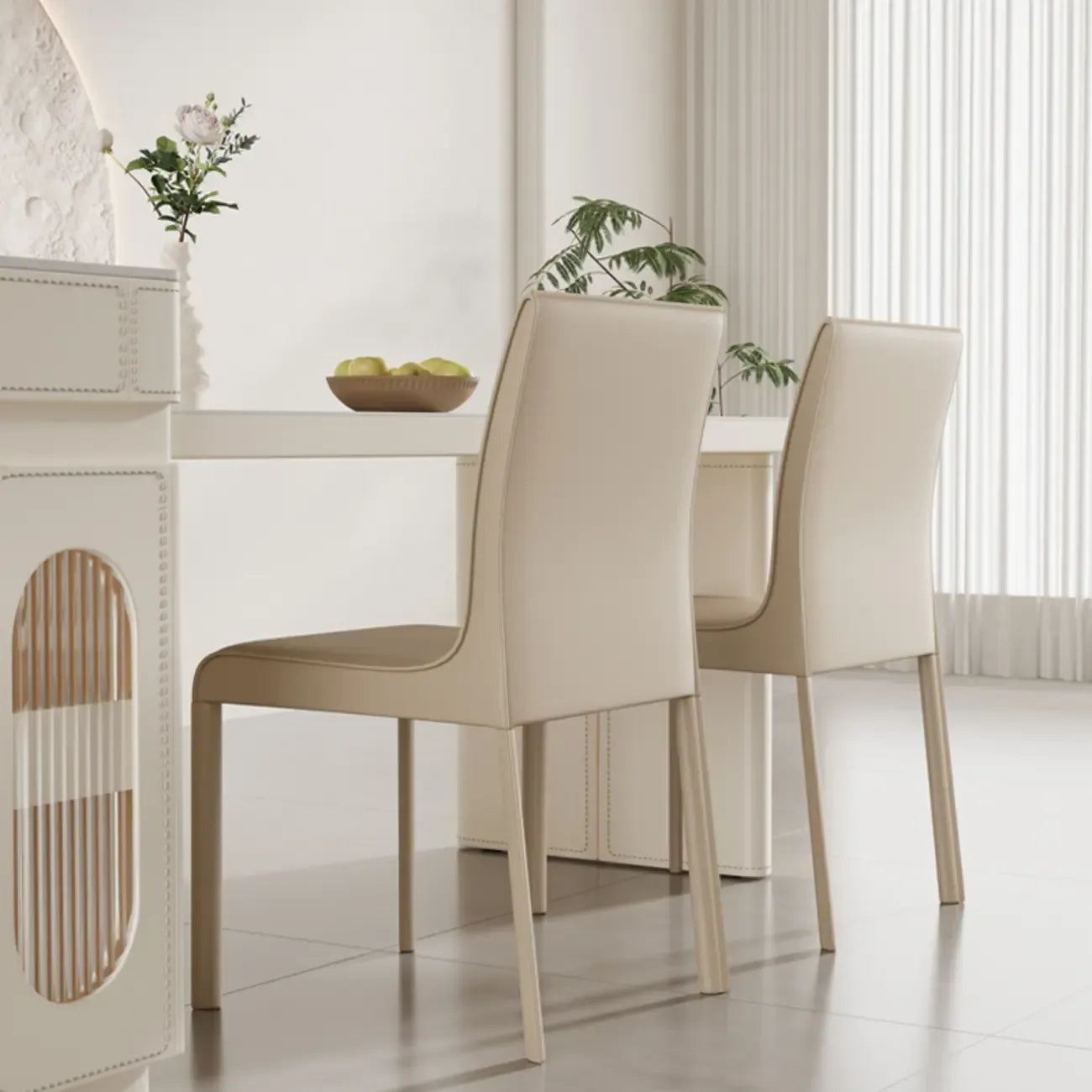 Modern Faux Leather Armless Dining Chair for Kitchen