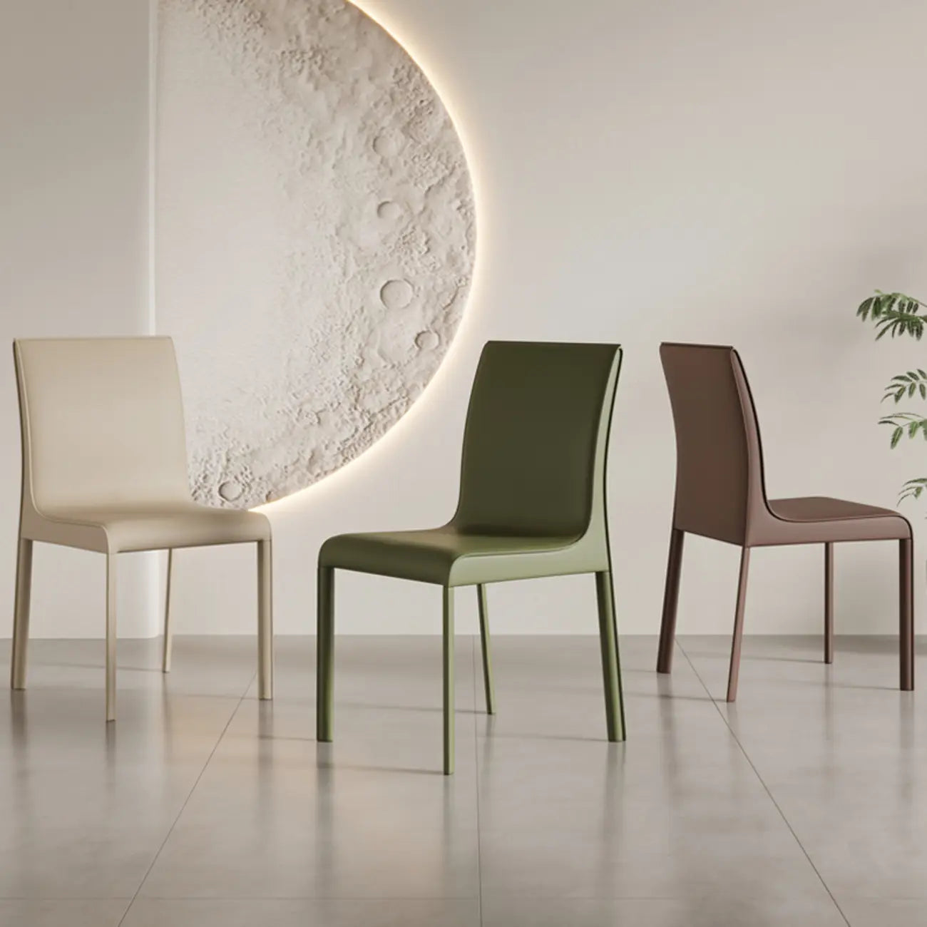 Modern Faux Leather Armless Dining Chair for Kitchen