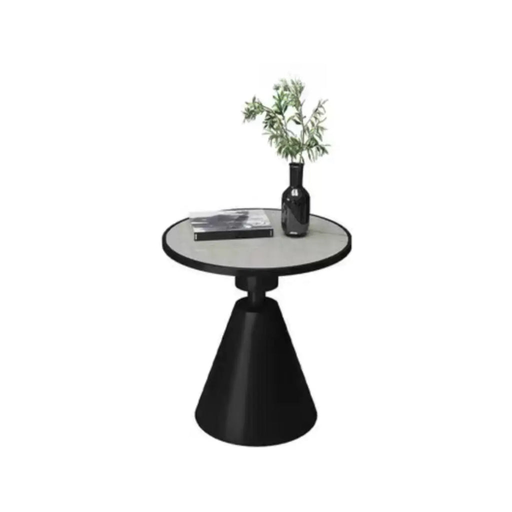 Stylish Sintered Stone Pedestal End Table for Living Room