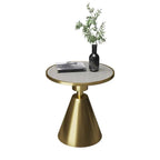 Stylish Sintered Stone Pedestal End Table for Living Room