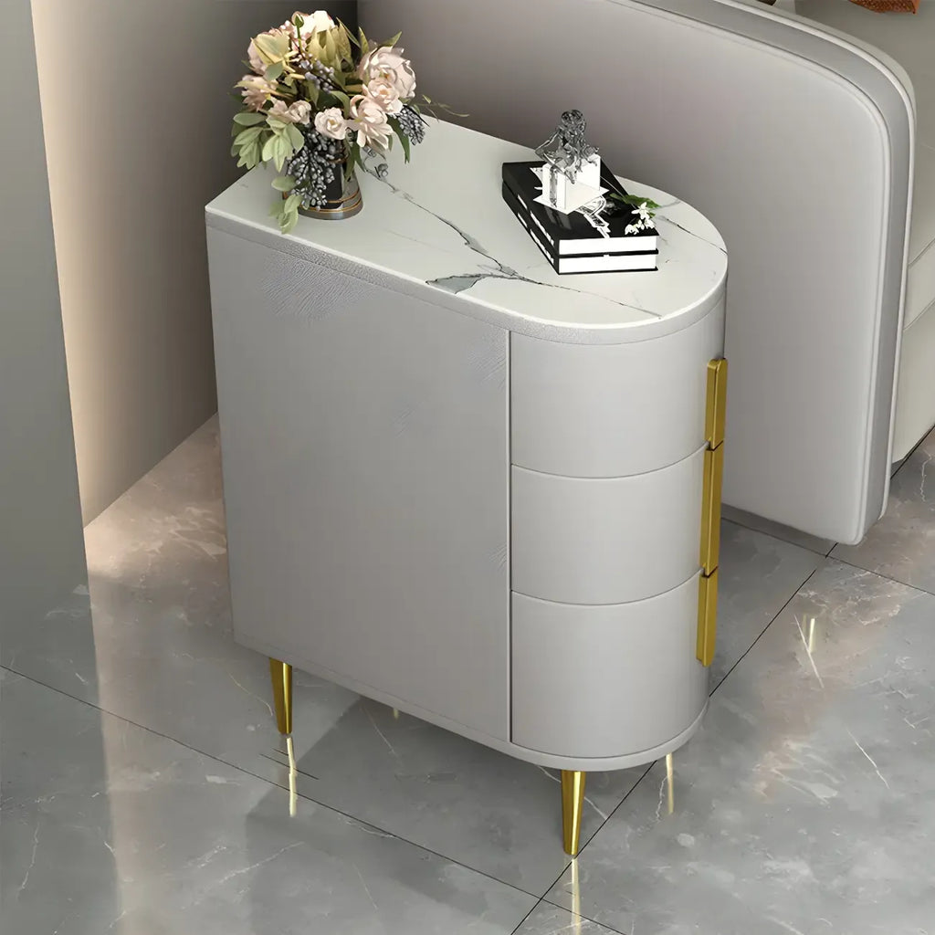 Modern Narrow Bedside Table with 3 Drawers