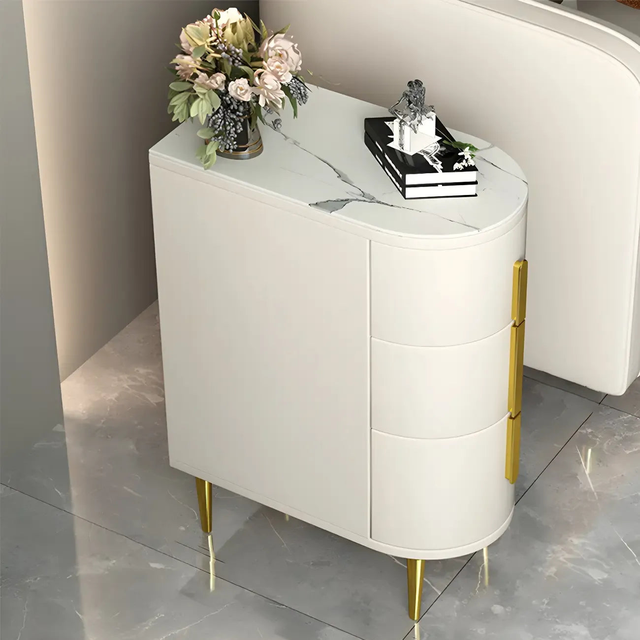 Modern Narrow Bedside Table with 3 Drawers