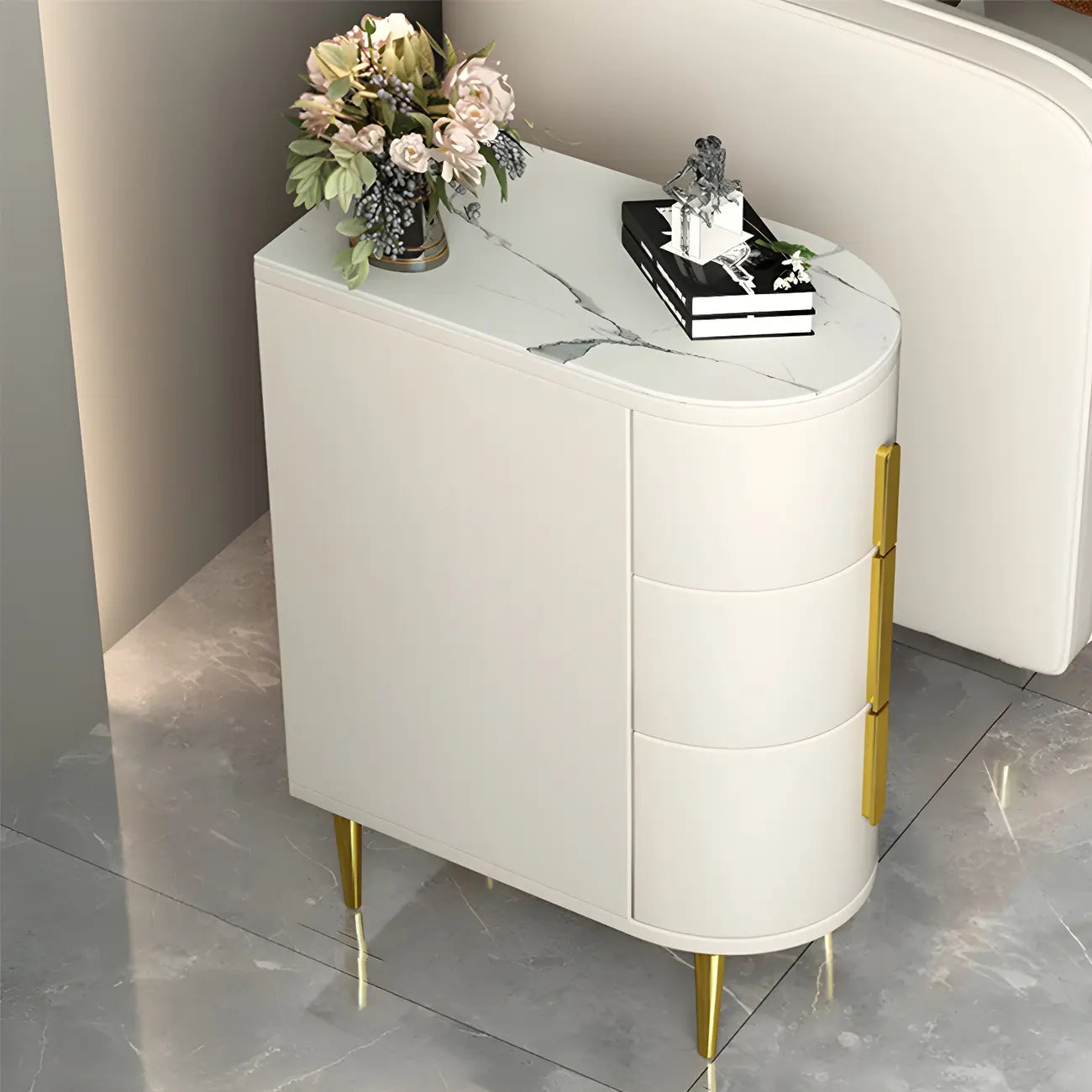 Modern Narrow Bedside Table with 3 Drawers