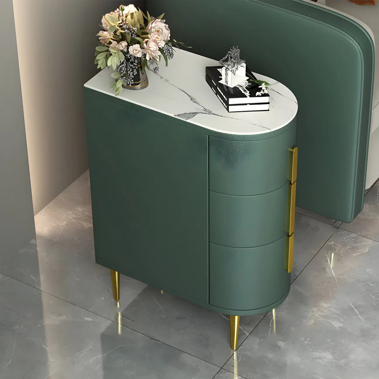 Modern Narrow Bedside Table with 3 Drawers