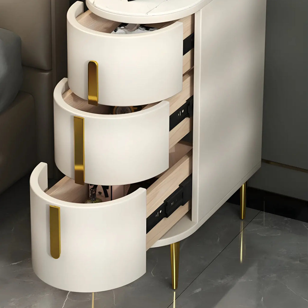 Modern Narrow Bedside Table with 3 Drawers