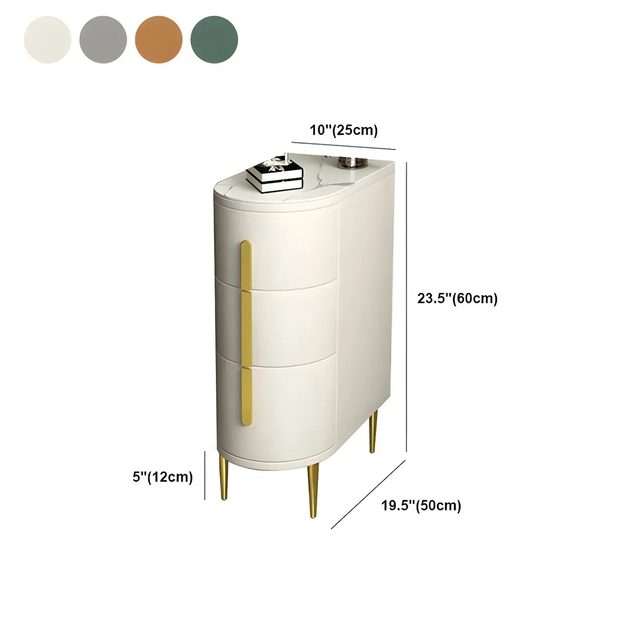 Modern Narrow Bedside Table with 3 Drawers